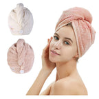 Transform Your Hair Care Routine with M-Bestl Microfiber Hair Towel Wrap Set - Quick Dry, Anti-Frizz, Lightweight Turbans in Pink & Beige (2 Pack) for Long Thick Curly Hair