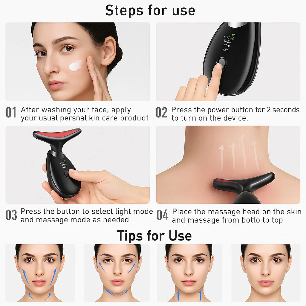 Revolutionary Neck and Face Lifting Massager Device with LED Technology for Youthful Skin and Double Chin Reduction