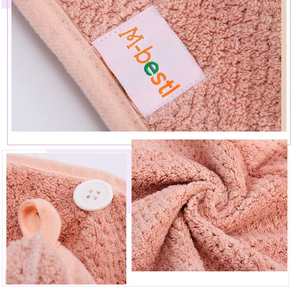 Transform Your Hair Care Routine with M-Bestl Microfiber Hair Towel Wrap Set - Quick Dry, Anti-Frizz, Lightweight Turbans in Pink & Beige (2 Pack) for Long Thick Curly Hair
