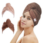 Transform Your Hair Care Routine with M-Bestl Microfiber Hair Towel Wrap Set - Quick Dry, Anti-Frizz, Lightweight Turbans in Pink & Beige (2 Pack) for Long Thick Curly Hair