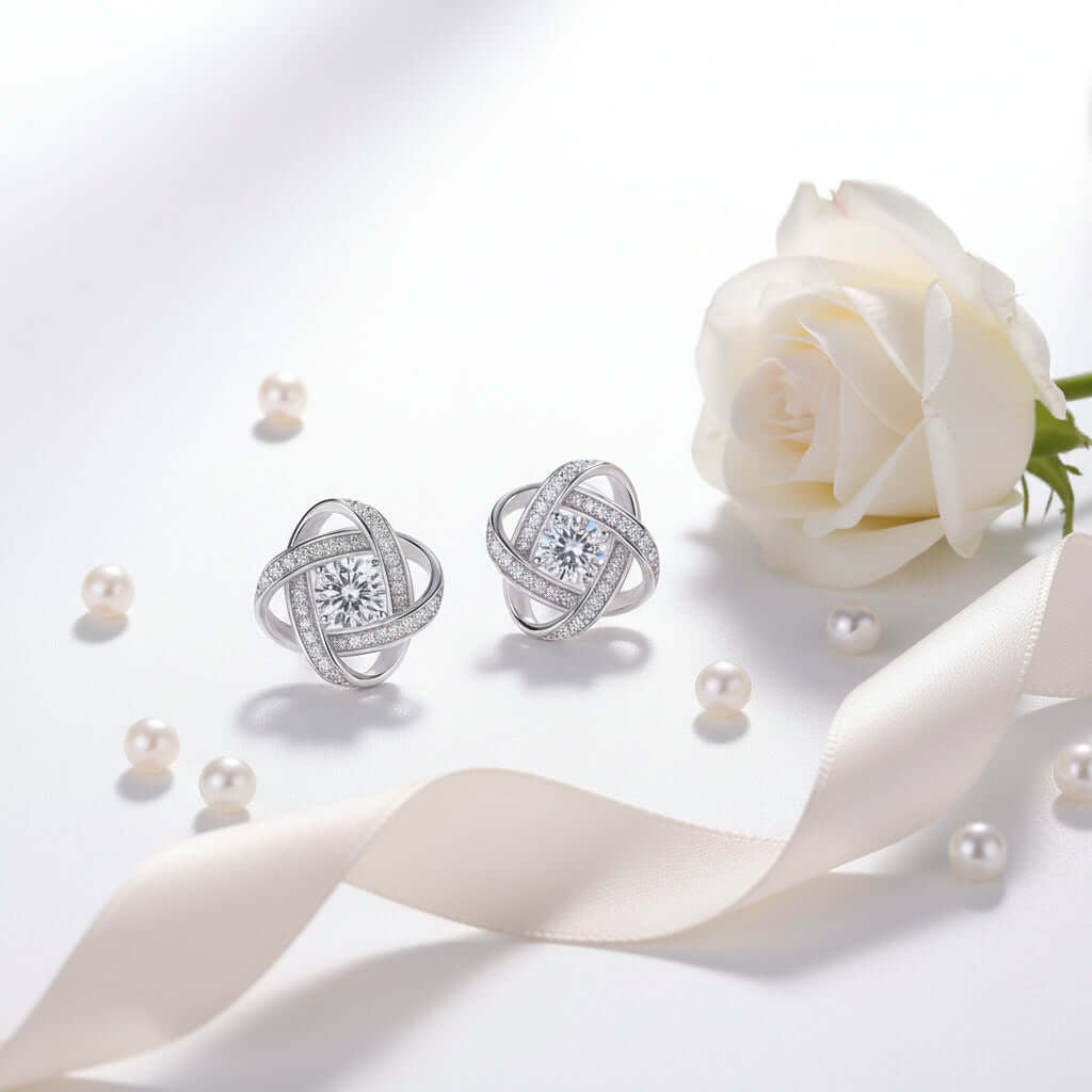 0.5 Carat Moissanite Stud Earrings in S925 Sterling Silver with Platinum Plating