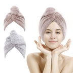 Transform Your Hair Care Routine with M-Bestl Microfiber Hair Towel Wrap Set - Quick Dry, Anti-Frizz, Lightweight Turbans in Pink & Beige (2 Pack) for Long Thick Curly Hair