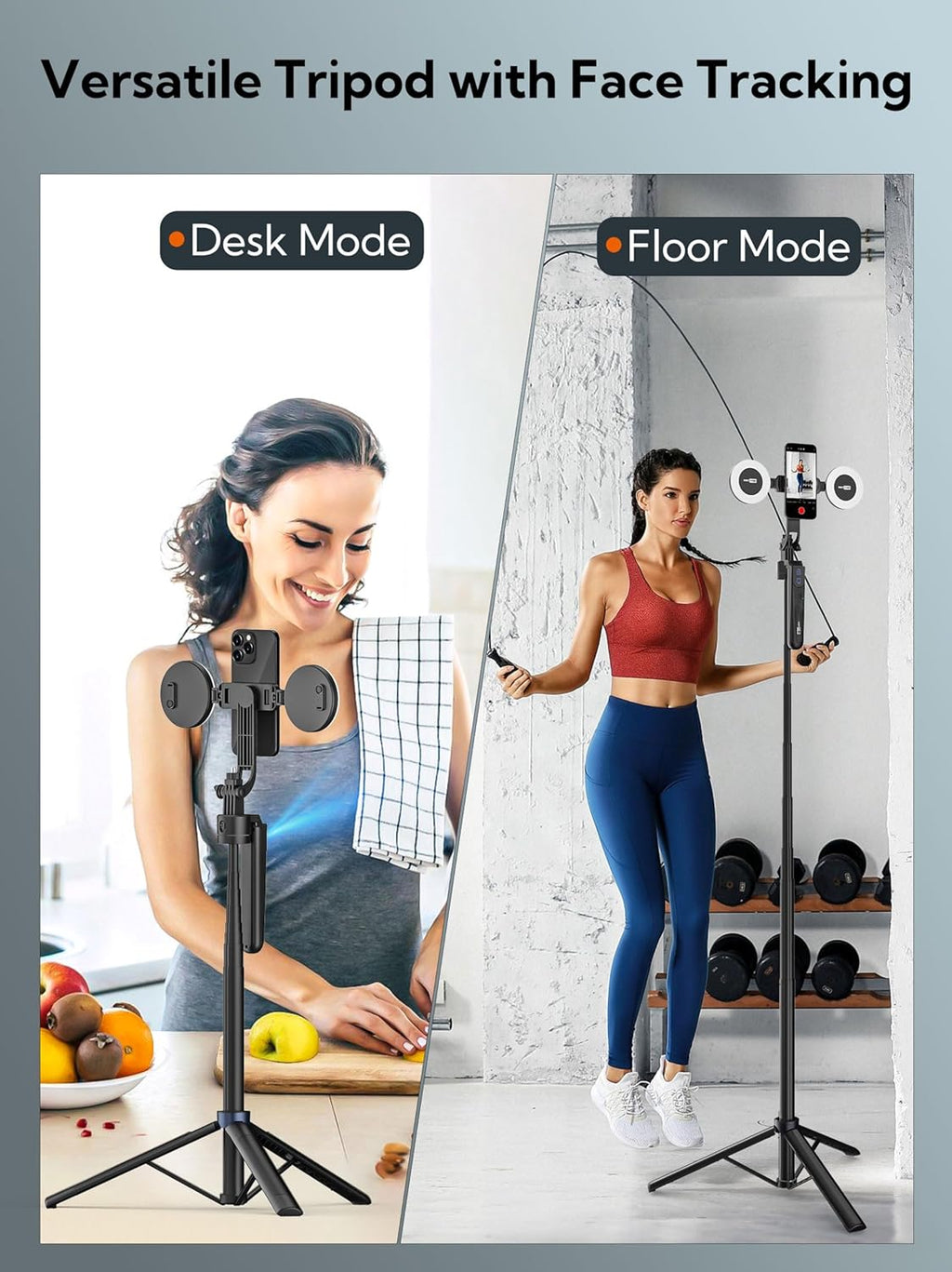 Elevate Your Content Creation with the USKEYVISION 70.9" Auto Face Tracking Tripod - 360° Rotation & Integrated Dual Ring Lights