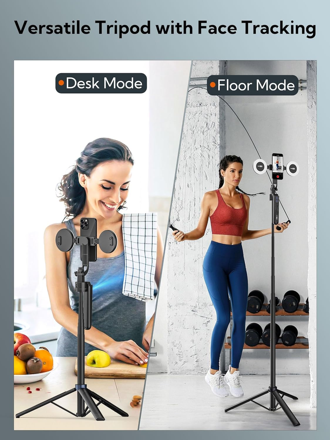 Elevate Your Content Creation with the USKEYVISION 70.9" Auto Face Tracking Tripod - 360° Rotation & Integrated Dual Ring Lights