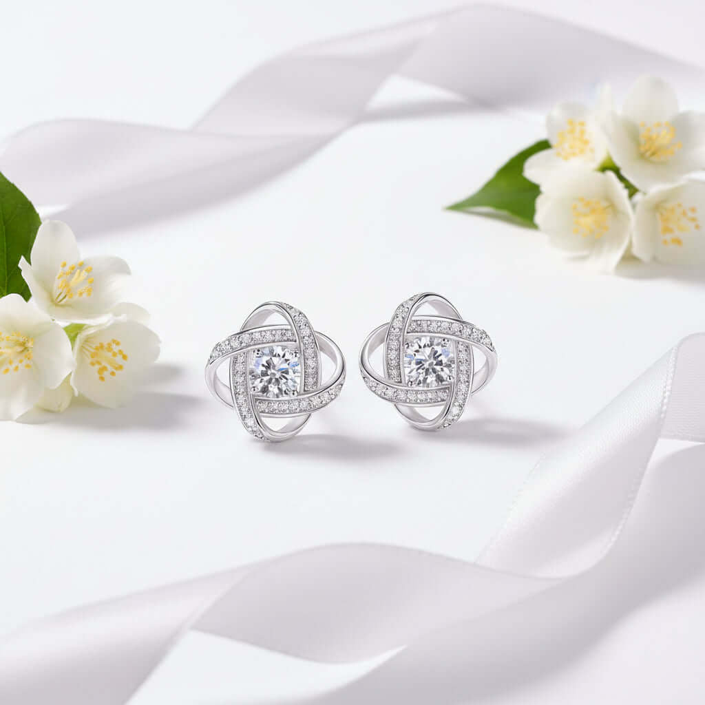 0.5 Carat Moissanite Stud Earrings in S925 Sterling Silver with Platinum Plating