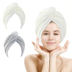 Transform Your Hair Care Routine with M-Bestl Microfiber Hair Towel Wrap Set - Quick Dry, Anti-Frizz, Lightweight Turbans in Pink & Beige (2 Pack) for Long Thick Curly Hair