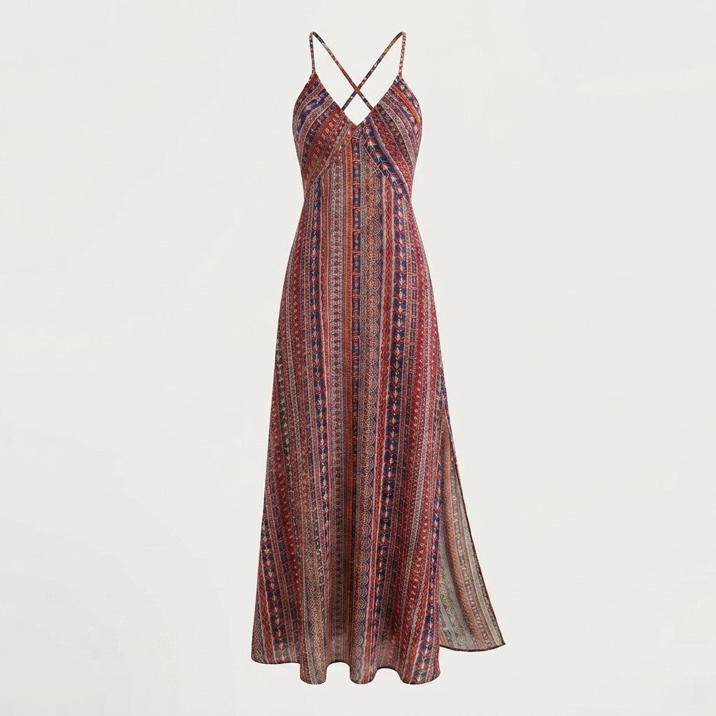 Printed Sleeveless Split Maxi Dress