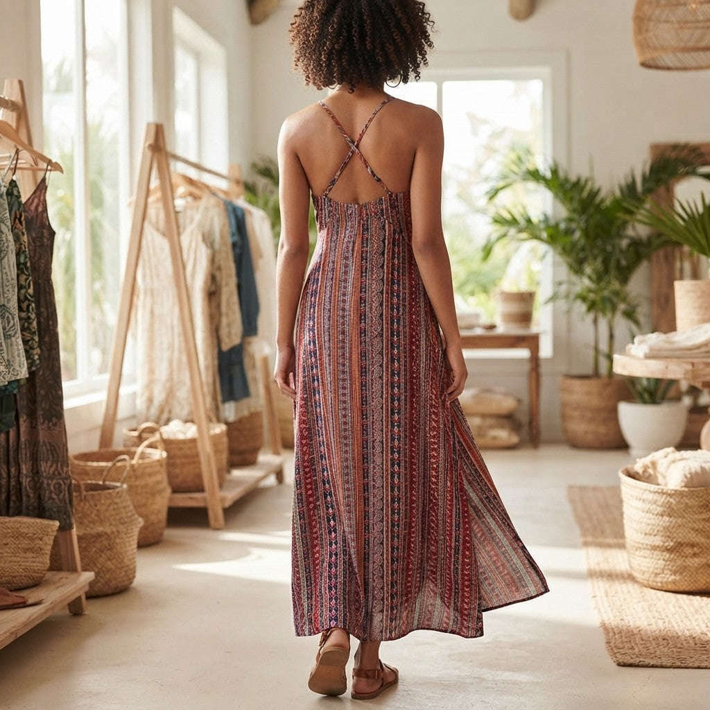 Printed Sleeveless Split Maxi Dress