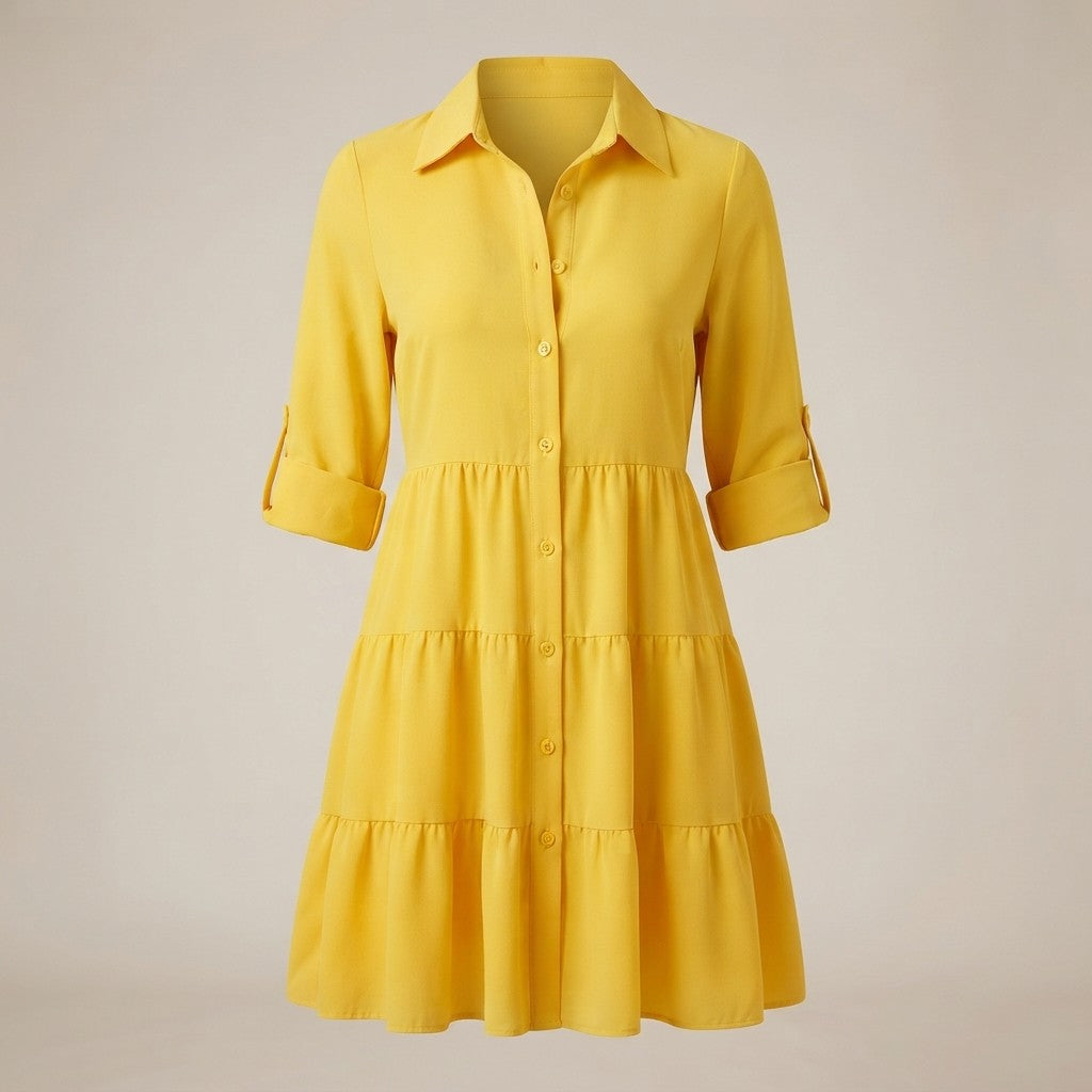 Collared Button-Front Shirt Dress