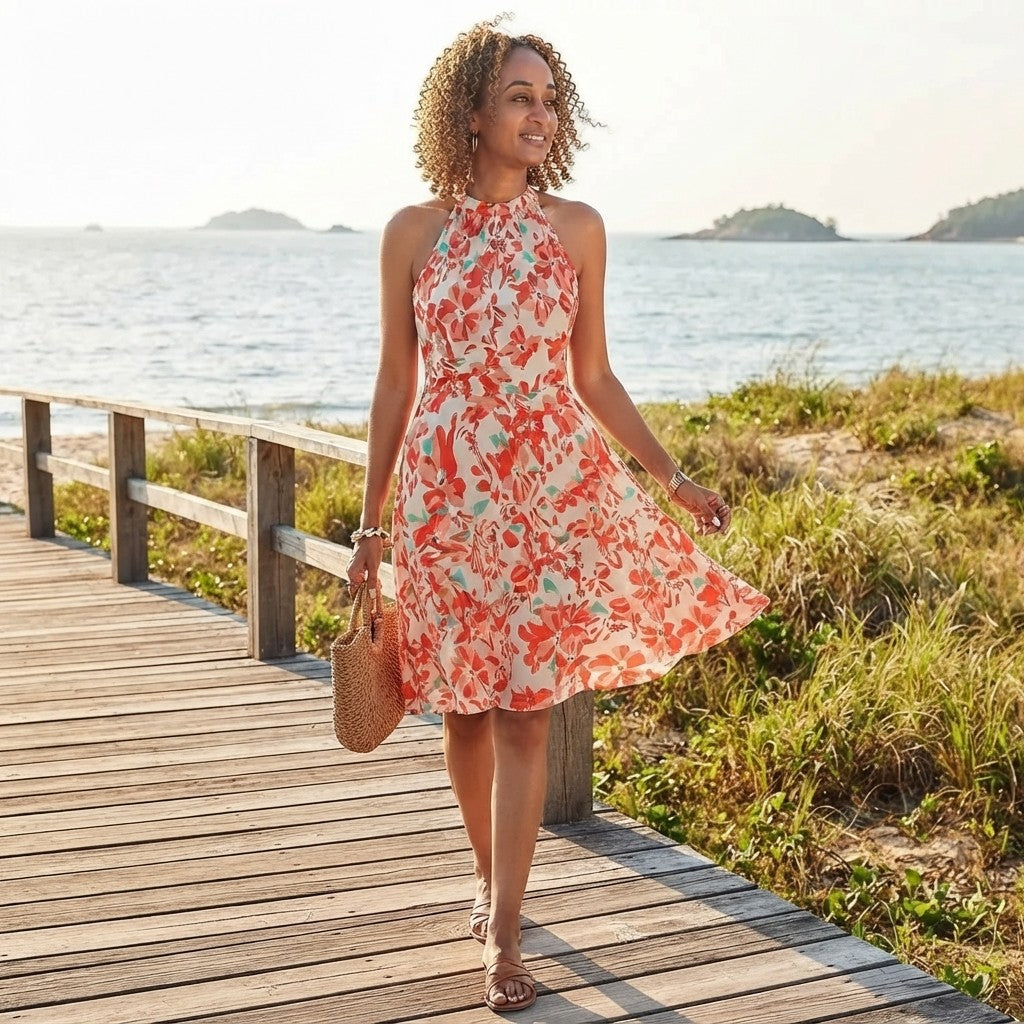 Floral Halter Neck Sundress